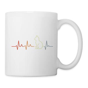 Retro Herzschlag Katze - Tasse - Weiß - Rechts