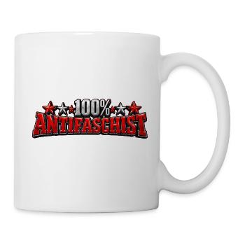 100% Antifaschist! - Tasse - Weiß - Rechts