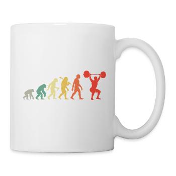 Retro Fitness Gewichtheben Evolution Kraftsportler - Tasse - Weiß - Rechts