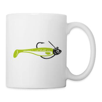 Gummifisch Angelkoeder Icon - Tasse - Weiß - Rechts