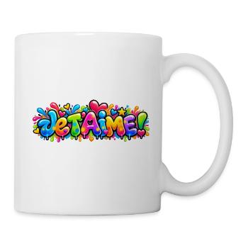 Je t'aime Graffiti Fluo: Aussage, die knallt! - Tasse - Weiß - Rechts
