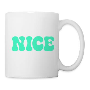 SCHÖNE türkisfarbene Pop-Blasen - Tasse - Weiß - Rechts