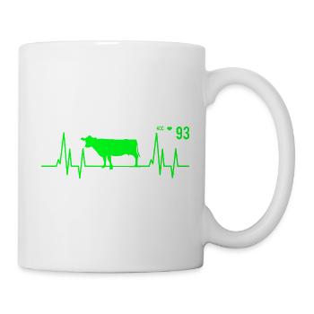 Kuh Herzschlag Bauer Dorf - Tasse - Weiß - Rechts
