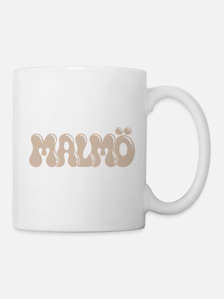 Malmö Retro Groovy Beige - Tasse - Weiß