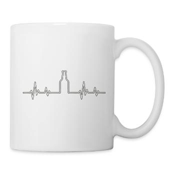 Bierflasche im Herzschlag - Tasse - Weiß - Rechts