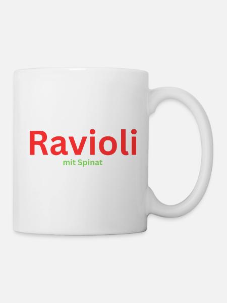 Ravioli mit Spinat  - Tasse - Weiß