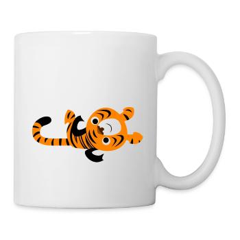 Cute Lazy Cartoon Tiger By Cheerful Madness!! - Mug - white - Right