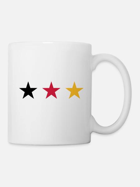 Deutschland Drei Sterne in Schwarz Rot Gold - Tasse - Weiß