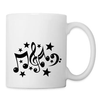 Noten und Sterne 1c - Tasse - Weiß - Rechts