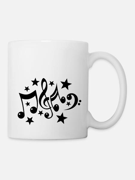 Music Notes and Stars 1c - Mug - white