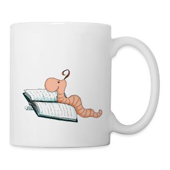 Bücherwurm Willi - Tasse - Weiß - Rechts