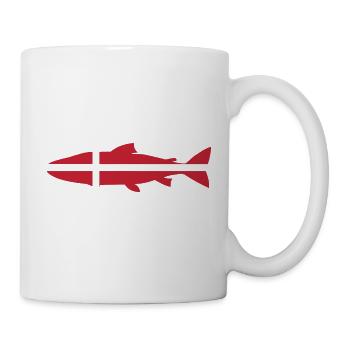 Lachs_Dänemark_umriss - Tasse - Weiß - Rechts