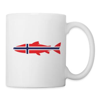 Lach_Norwegen_umriss - Tasse - Weiß - Rechts