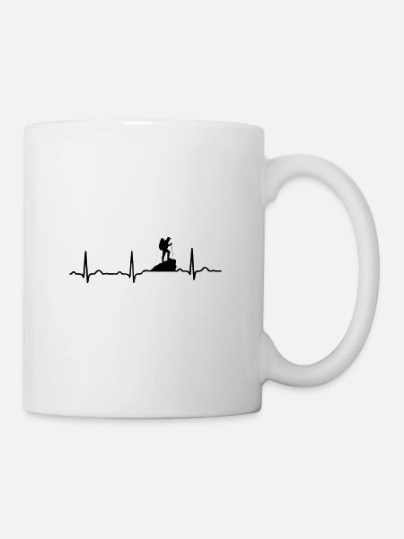 CADEAUX -EKG HEARTBEAT ESCALADE RANDONNEE MONTAGNES - Mug blanc - blanc