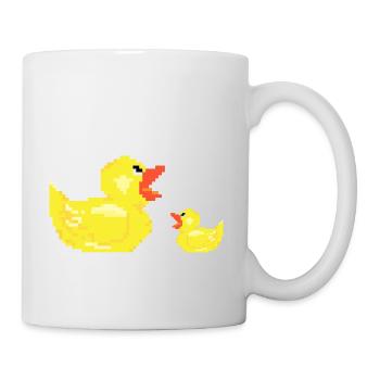 Duck mother with child chicks young gift duck - Mug - white - Right