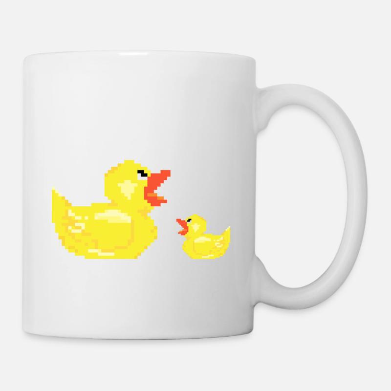Duck mother with child chicks young gift duck - Mug - white