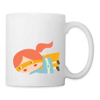 Fliegende Superheldin - Tasse - Weiß - Rechts