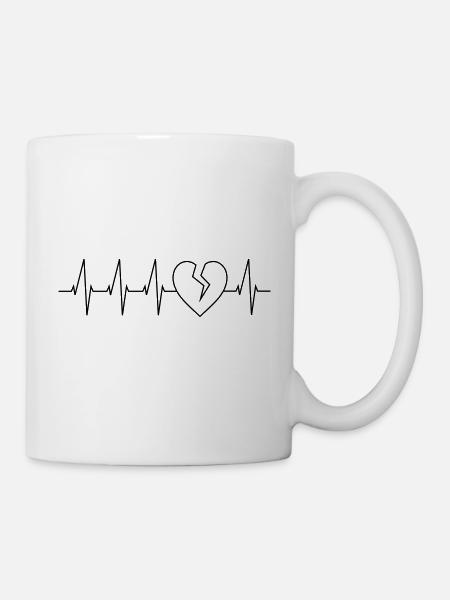 Heartbeat coeur brisé - Mug blanc - blanc