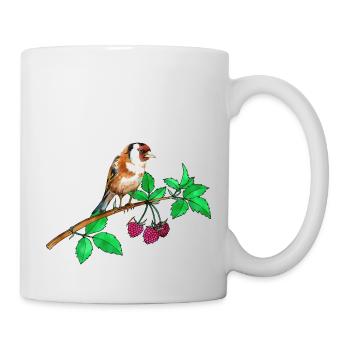 Stieglitz und Himbeere - Tasse - Weiß - Rechts