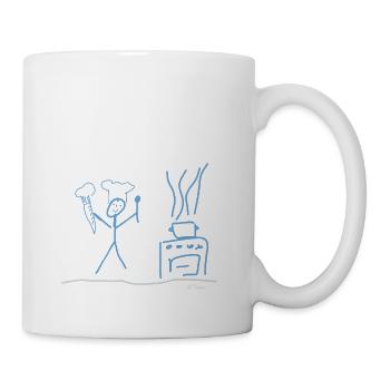 Chef stick figure eating work profession vegan hobby - Mug - white - Right