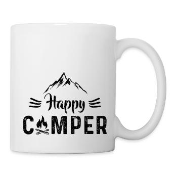 Happy Camper - Camping Shirt Geschenk Vintage - Tasse - Weiß - Rechts