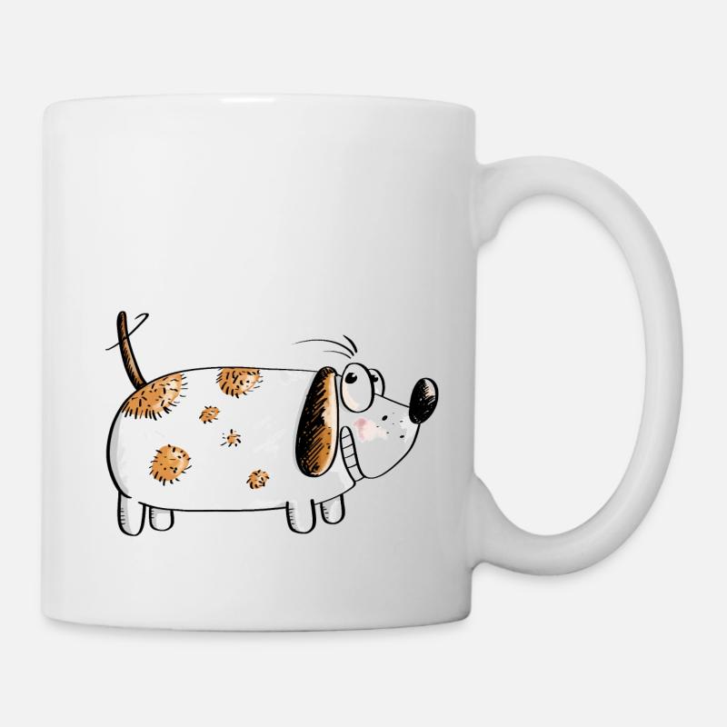 Dicker Lustiger Hund - Hunde Comic - Tasse - Weiß