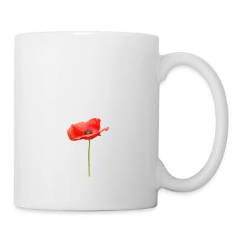 rote offene Mohnblume - Tasse - Weiß - Rechts
