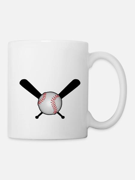 Baseball with baseball bat over cross - Mug - white