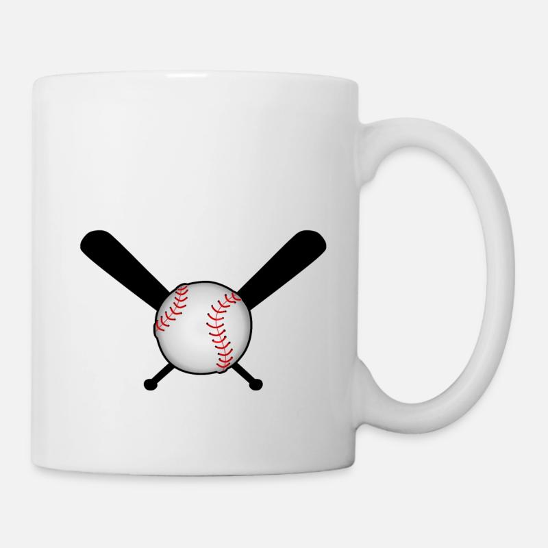 Baseball mit Baseballschläger über Kreuz - Tasse - Weiß