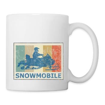 Retro Vintage Style Schneemobil Motorschlitten - Tasse - Weiß - Rechts