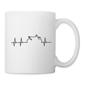 Herzschlag Herz Motorrad MX Moto Cross Geschenk - Tasse - Weiß - Rechts