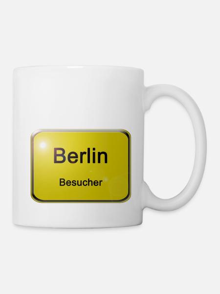 Ortsschild Berlin Besucher - Tasse - Weiß