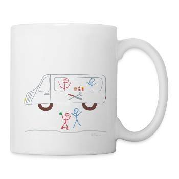 Foodtruck Strichmännchen, Koch, Essen Beruf Hobby - Tasse - Weiß - Rechts