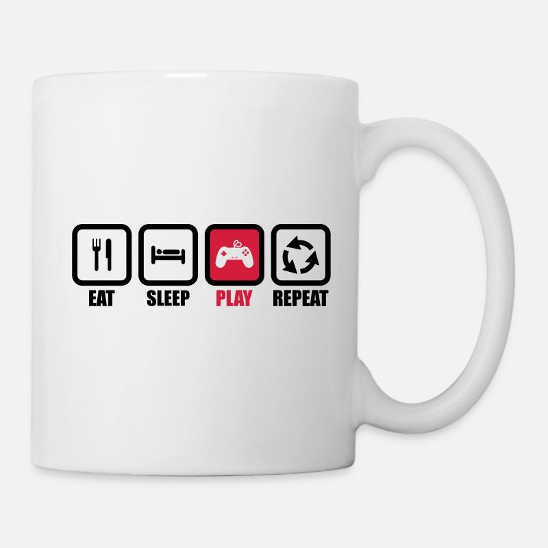 eat sleep play repeat : geek,gamer,gaming,jeux - Mug blanc - blanc