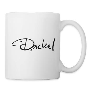 Dackel Schriftzug schwarz, Tattoo Dackel - Tasse - Weiß - Rechts