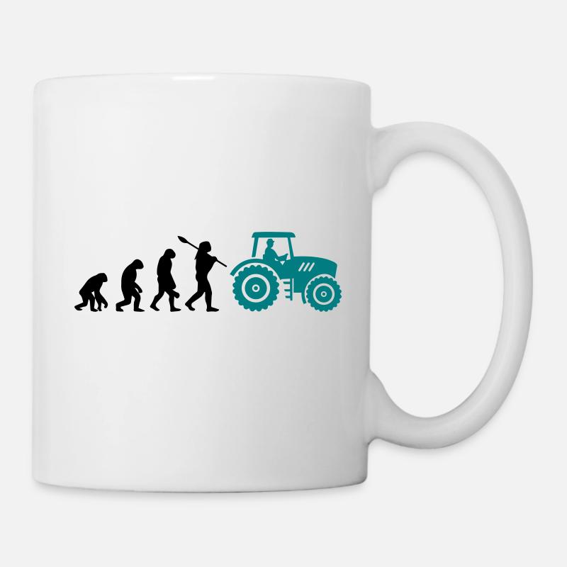 Evolution Farmer and Tractor - Mug - white