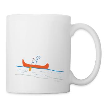 Kayak stick figure, sport recreational canoe water - Mug - white - Right