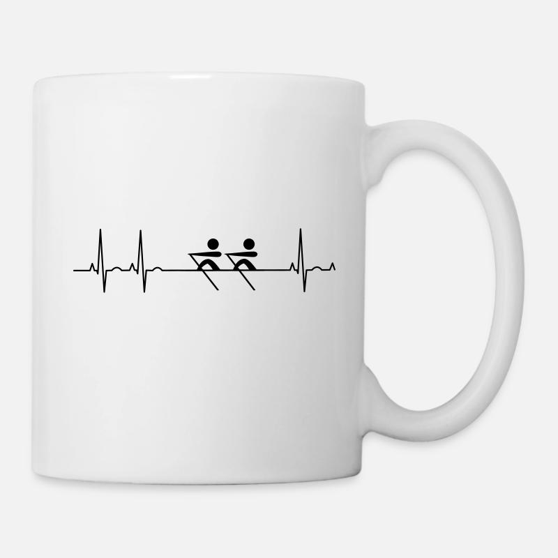 Liebe Rudern Ruderer Rowing EKG - Tasse - Weiß
