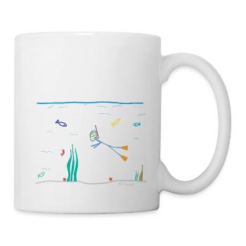 Schnorchel Strichmännchen, Sport tauchen Wasser - Tasse - Weiß - Rechts