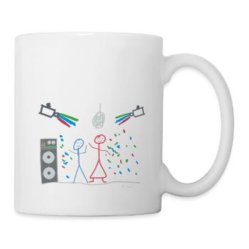 Tanzpaar Strichmännchen, Party Disco Tanz Licht - Tasse - Weiß - Rechts