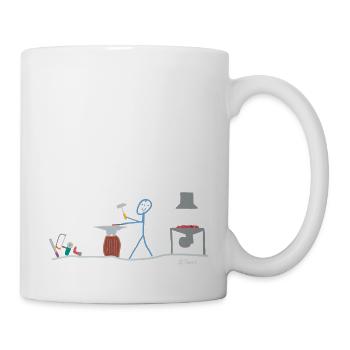 Schmied Strichmännchen, Metall Handwerk Arbeit Job - Tasse - Weiß - Rechts