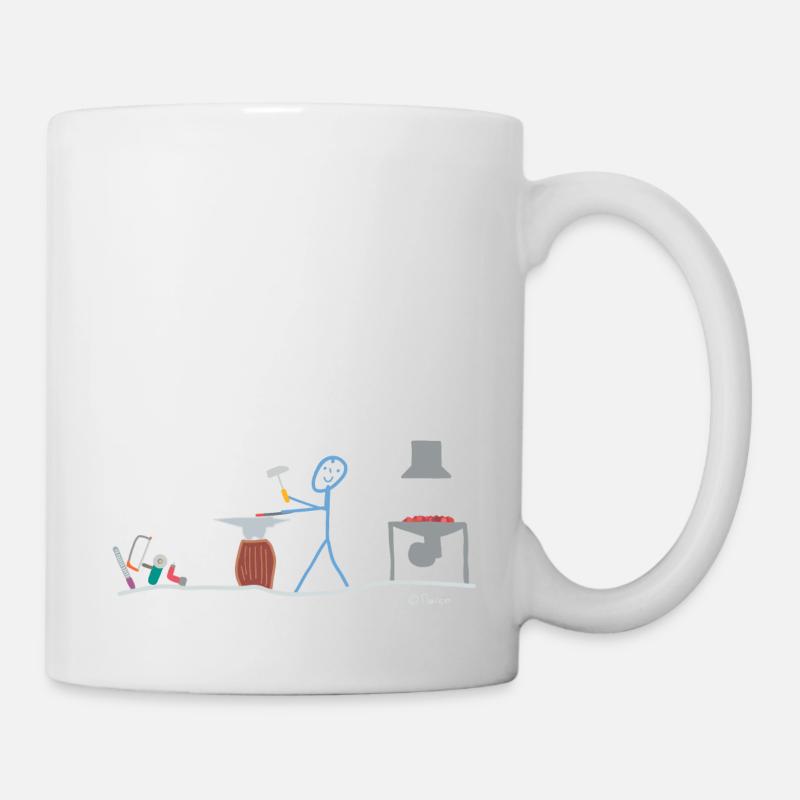 Figure de bâton de forgeron, travail d'artisanat en métal - Mug blanc - blanc