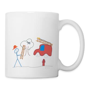 Figurine de sapeur-pompier, chat volontaire pour aider - Mug blanc - blanc - Droite
