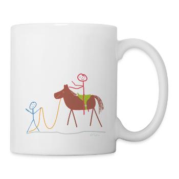 Riding instructor stick figure, equestrian sport horse work - Mug - white - Right