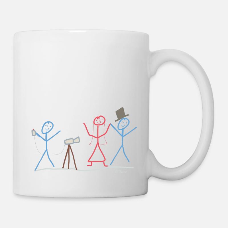 Strichmännnchen Hochzeitsfotograph, Job Beruf - Tasse - Weiß