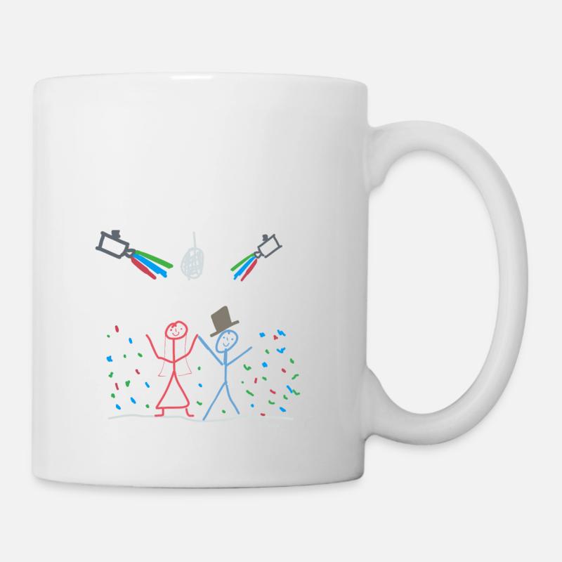 Strichmännchen Party Feier Fest Hochzeit Ehe - Tasse - Weiß