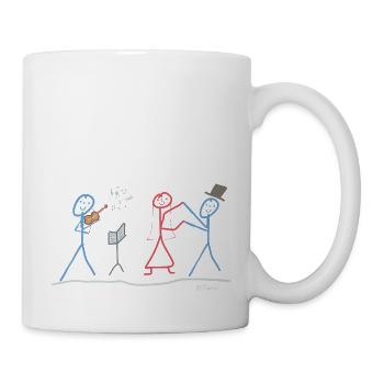Heiraten Feier Strichmännchen Geige Musik tanz - Tasse - Weiß - Rechts