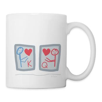 Poker Karten Strichmännnchen liebe Herz heiraten - Tasse - Weiß - Rechts