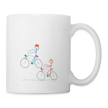 Strichmännchen Radfahrern, Fahrrad Bike Sport Tun - Tasse - Weiß - Rechts