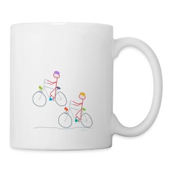 Stroke woman bike excursion, fun funny sport - Mug - white - Right